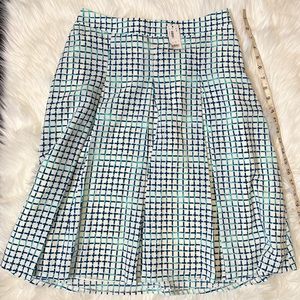 Preppy Turquoise Navy Pleated Skirt 6 24” Length